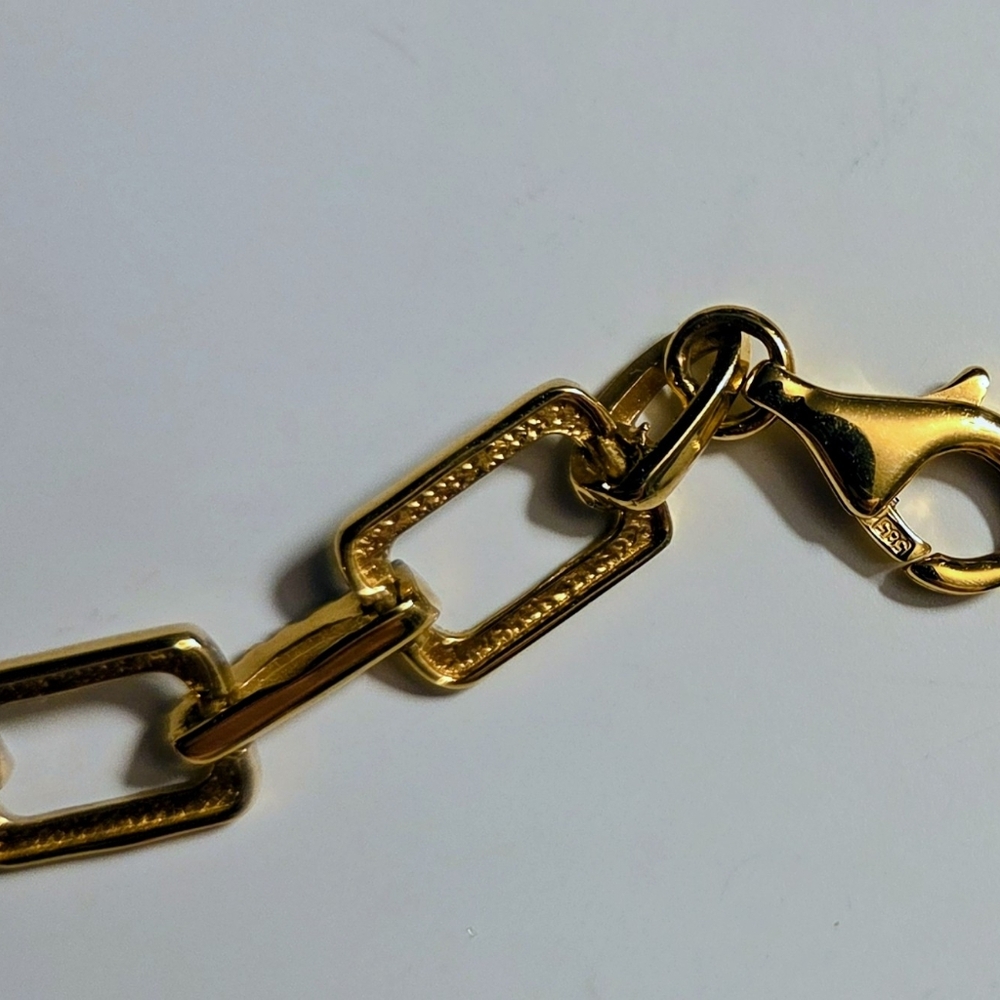 I. Reiss 14 kt yellow gold matte hammer finished rectangle links & diamonds NEW - Picture 6 of 7